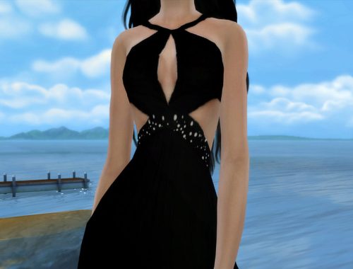 Long Strappy Diamond Encrusted Dress - mesh needed