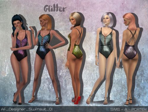 Designer Suede Swimsuit + Glitter Edition + Top Version