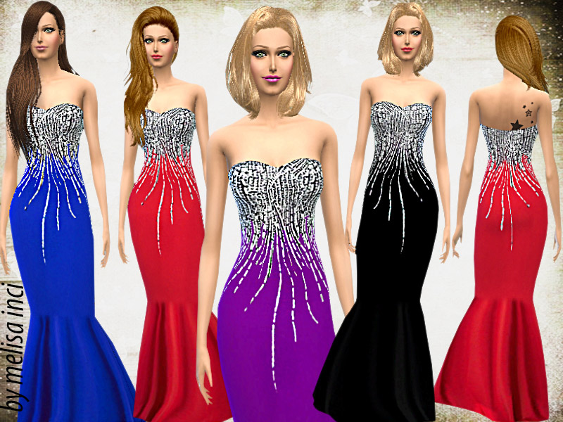 Stone Embroidered Mermaid Dress - The Sims 4 Catalog