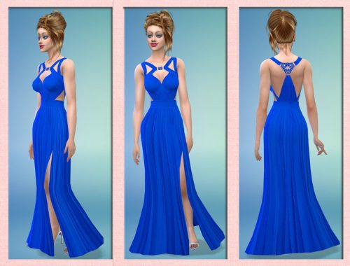Designer Jeweled Back Gown - New Mesh