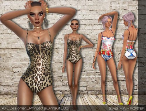 Sims A Porter Designer Printed Swimsuit Set