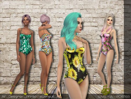 Sims A Porter Designer Printed Swimsuit Set