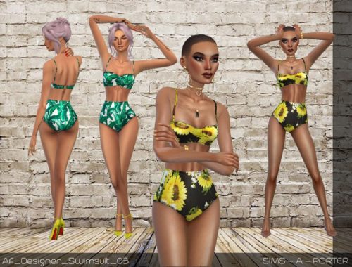 Sims A Porter Designer Printed Swimsuit Set
