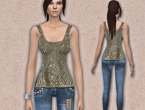 Sequin Detail Top / Jeans