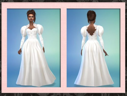 1980s Puffy Sleeve Wedding Dress