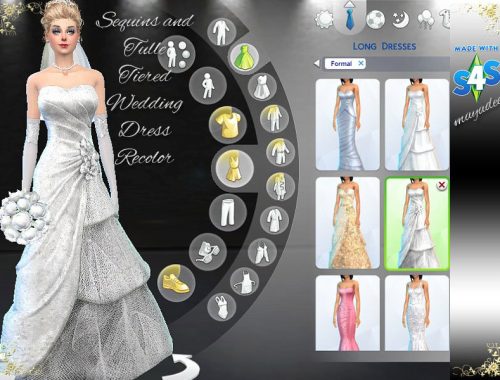 Sequins and Tulle Tiered Wedding Dress
