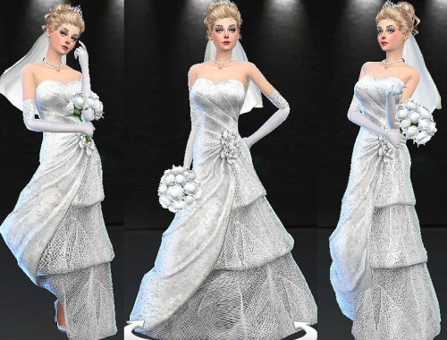 Sequins and Tulle Tiered Wedding Dress