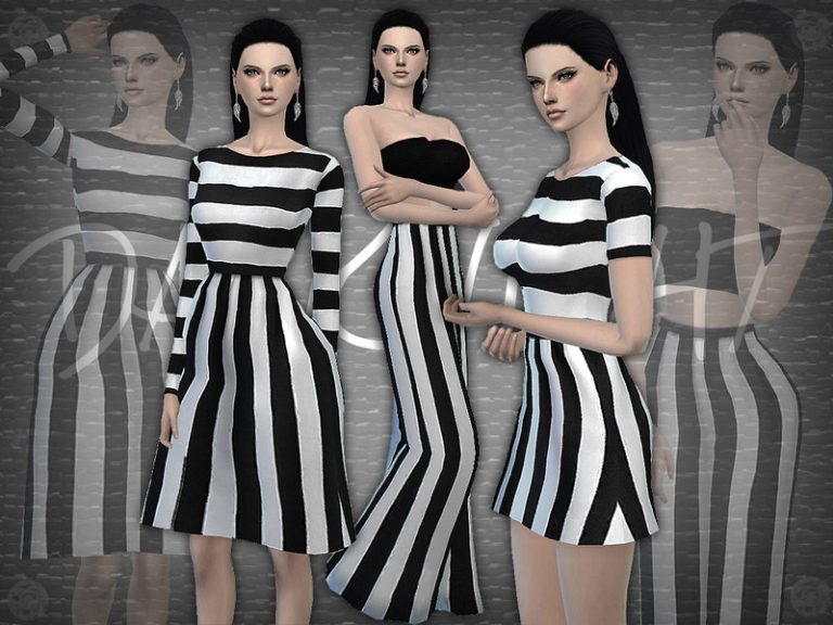 SET 09 - Black and White Striped Set - The Sims 4 Catalog