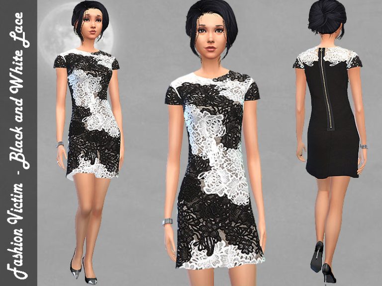 Black And White Lace Dress - The Sims 4 Catalog