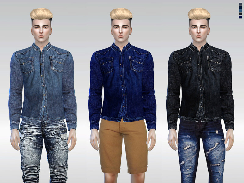 Shuffle Denim Shirt - The Sims 4 Catalog