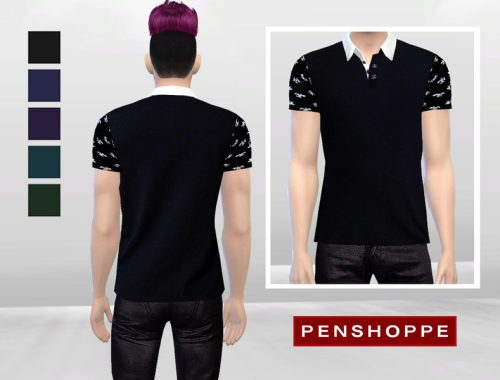 Blocked Printed Short Sleeved Polo