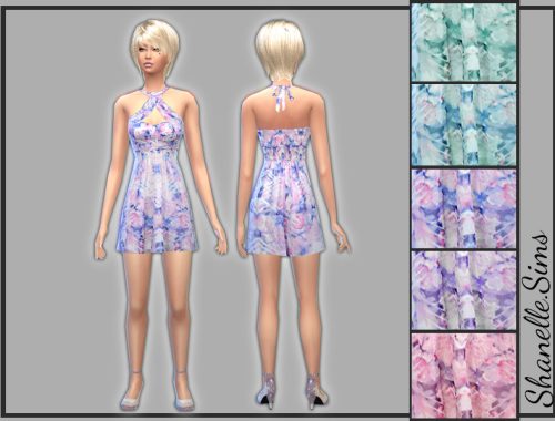 Halter Neck Floral Print Dress