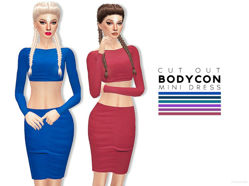 Cut Out Bodycon Mini Dress - The Sims 4 Catalog