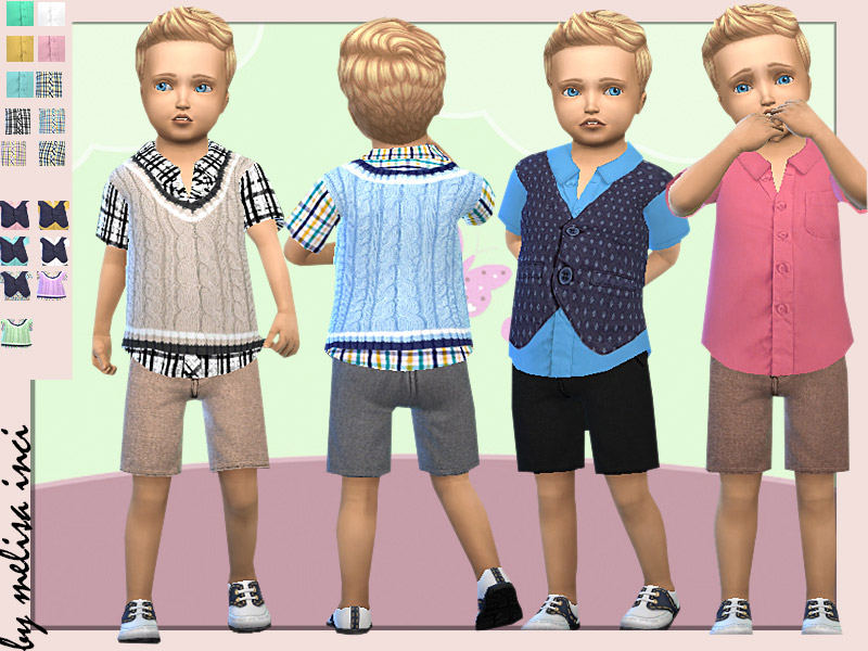 Boys Sleeves Shirt With Sweater Vest - The Sims 4 Catalog