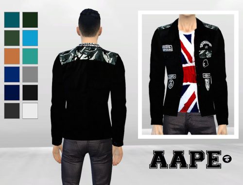 Camouflage And Badges Button-Up Jacket