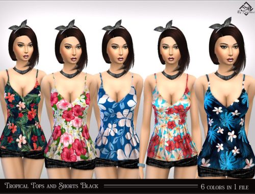 Tropical Outfit - Top + Shorts-
