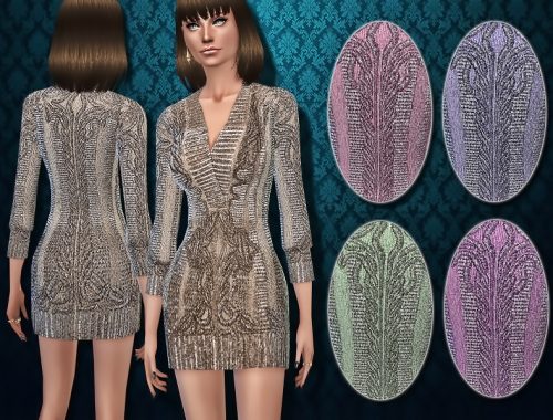 Deco-inspired Metallic Sweater Dress