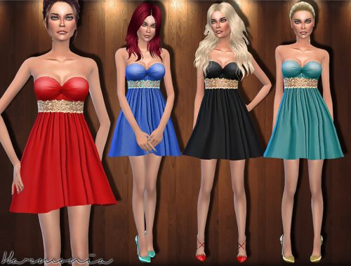 Metal-Waistband Cocktail Dress
