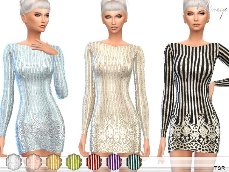 All Over Embellished Bodycon Dress - The Sims 4 Catalog