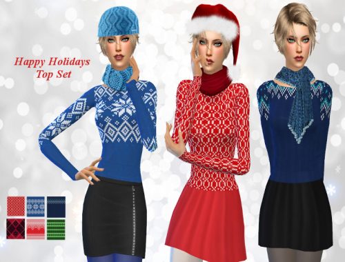 Winter Happy Holidays Top Set