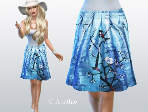 Folk Flowers and Blue Bird Skirts