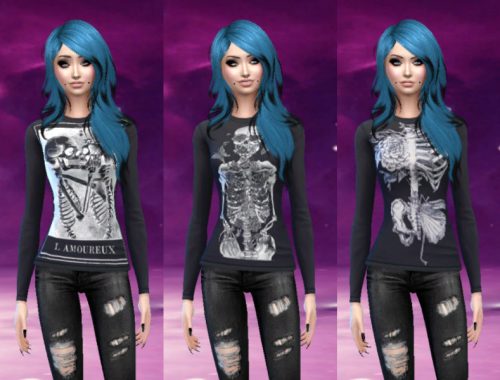 Skull and skeleton long-sleeve shirts