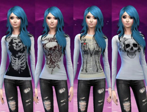 Skull and skeleton long-sleeve shirts