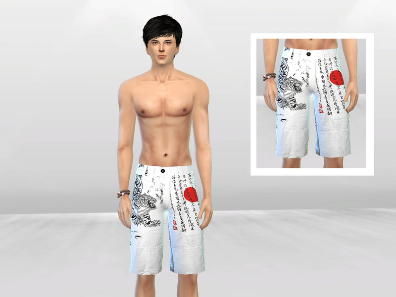 Japanese White Tiger Men Shorts - The Sims 4 Catalog