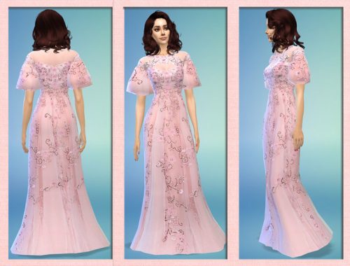 Flutter Sleeve Lace Gown