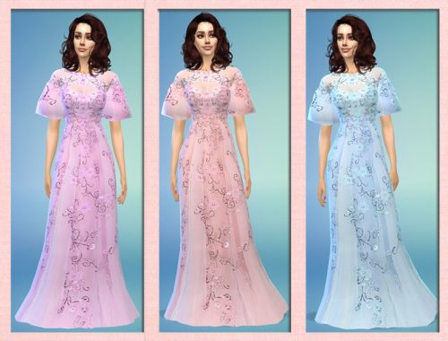 Flutter Sleeve Lace Gown