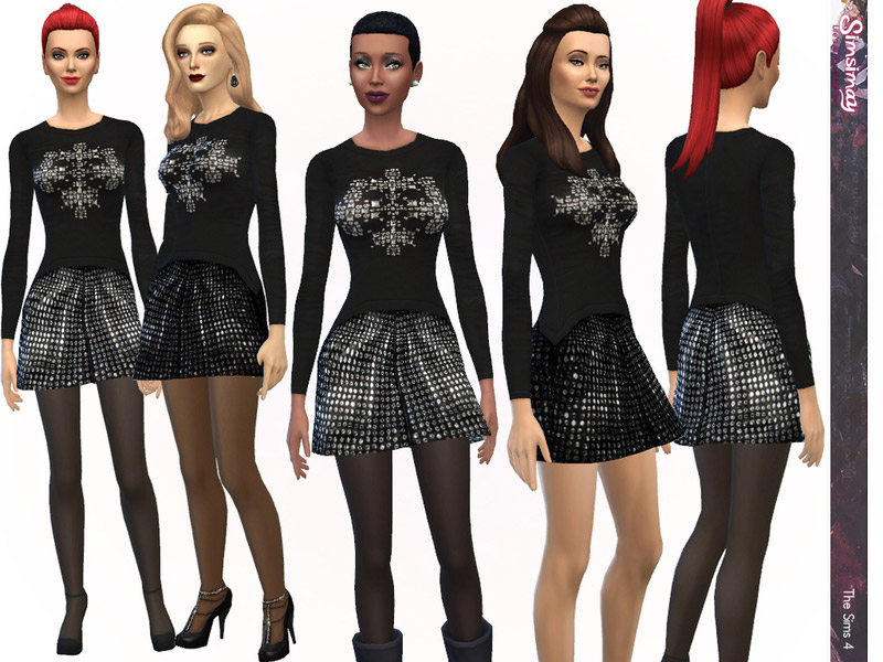 Studded Sweatshirt with Sparkle Skirt - The Sims 4 Catalog