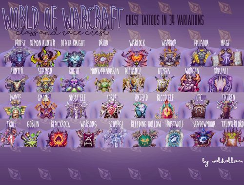 World of Warcraft inspired color Chest Tattoos 34 swatches