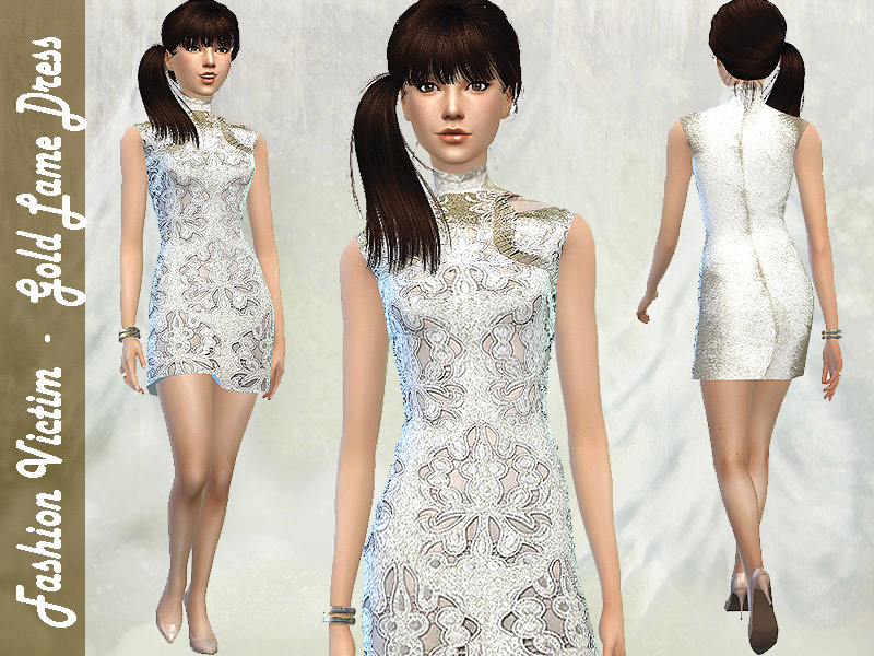Gold Lame Dress - The Sims 4 Catalog