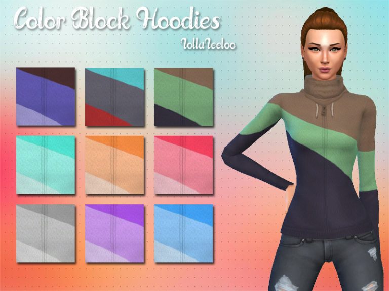 Color Block Hoodies By LollaLeeloo The Sims 4 Catalog