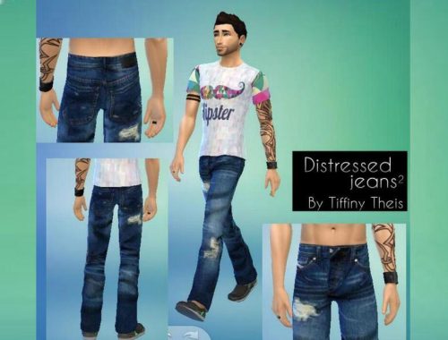 Distressed Blue Jeans Set
