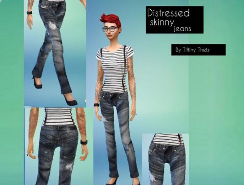 Distressed Blue Jeans Set