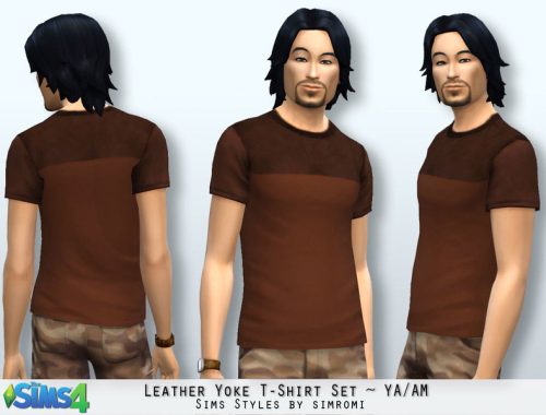 Leather Yoke Tee Shirt Set YA/AM