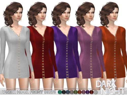 V-Neck Hook Front Dress