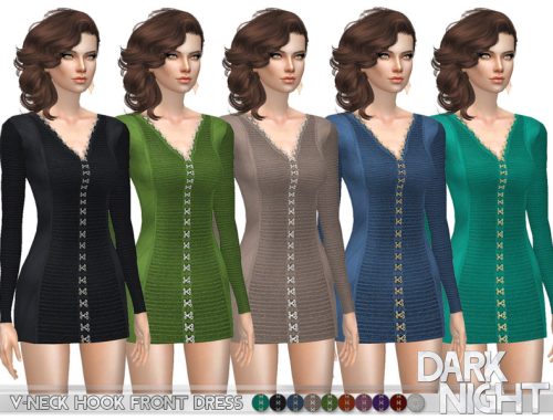 V-Neck Hook Front Dress