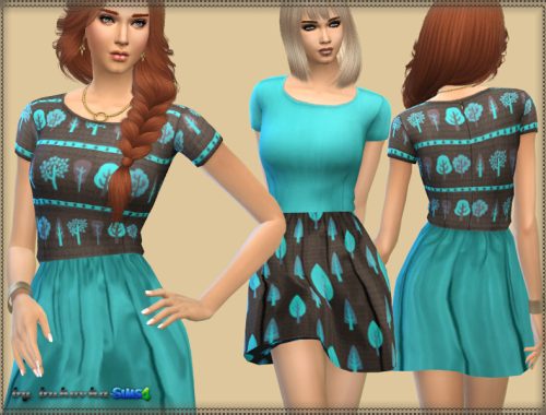 Dress Brown & Turquoise