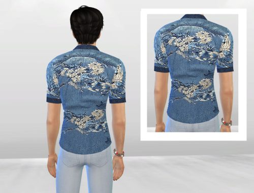 Casual Floral Denim Polo