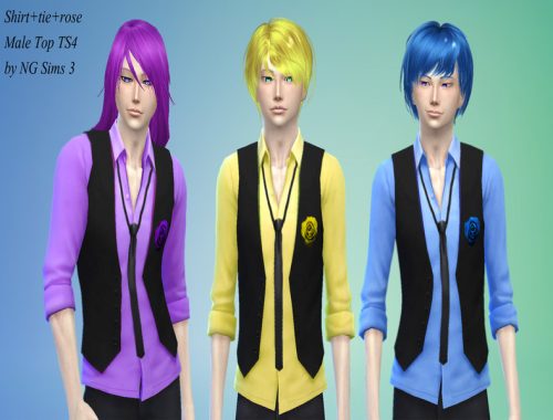 shirt+tie+rose male top TS4