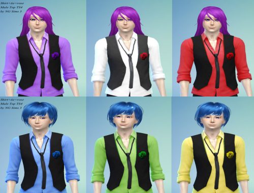 shirt+tie+rose male top TS4