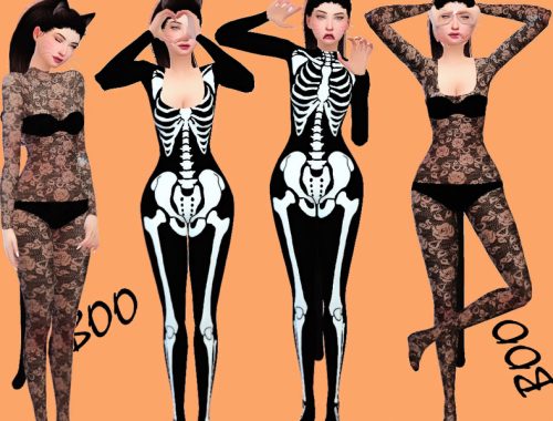 Halloween Metallic Skeleton Leggings Found in TSR Category '