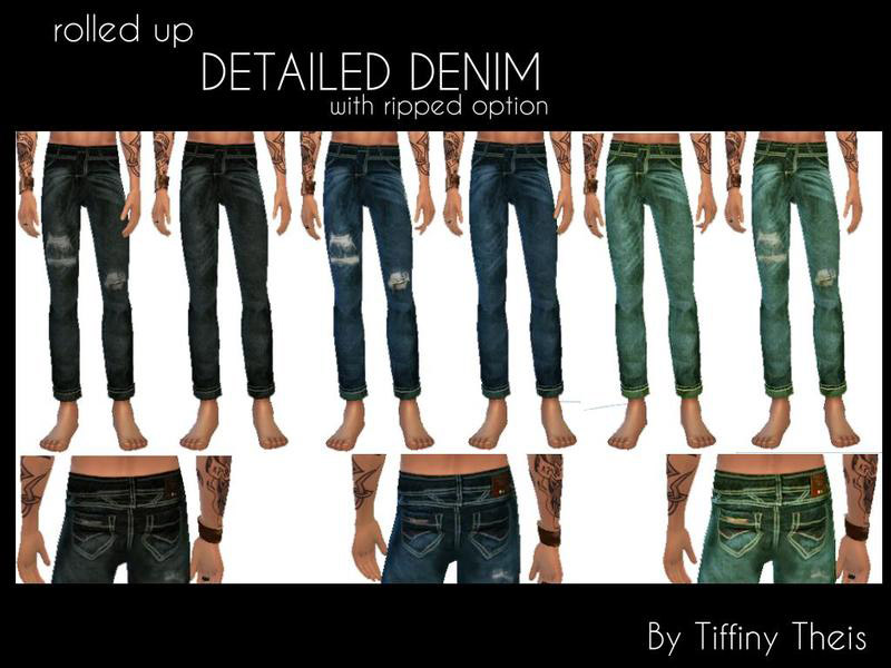 Rolled Up Detailed Denim - The Sims 4 Catalog
