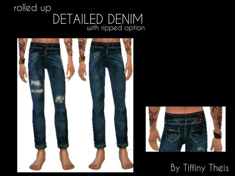 Rolled Up Detailed Denim - The Sims 4 Catalog