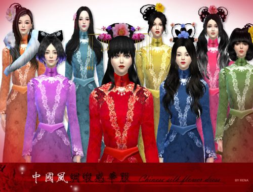 Chinese silk flower dress