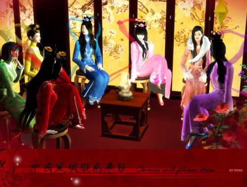 Chinese silk flower dress
