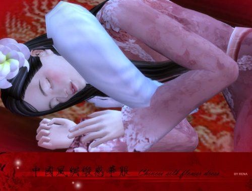 Chinese silk flower dress