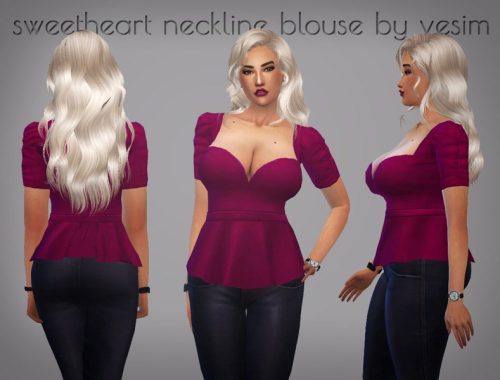 Sweetheart Neckline Blouse